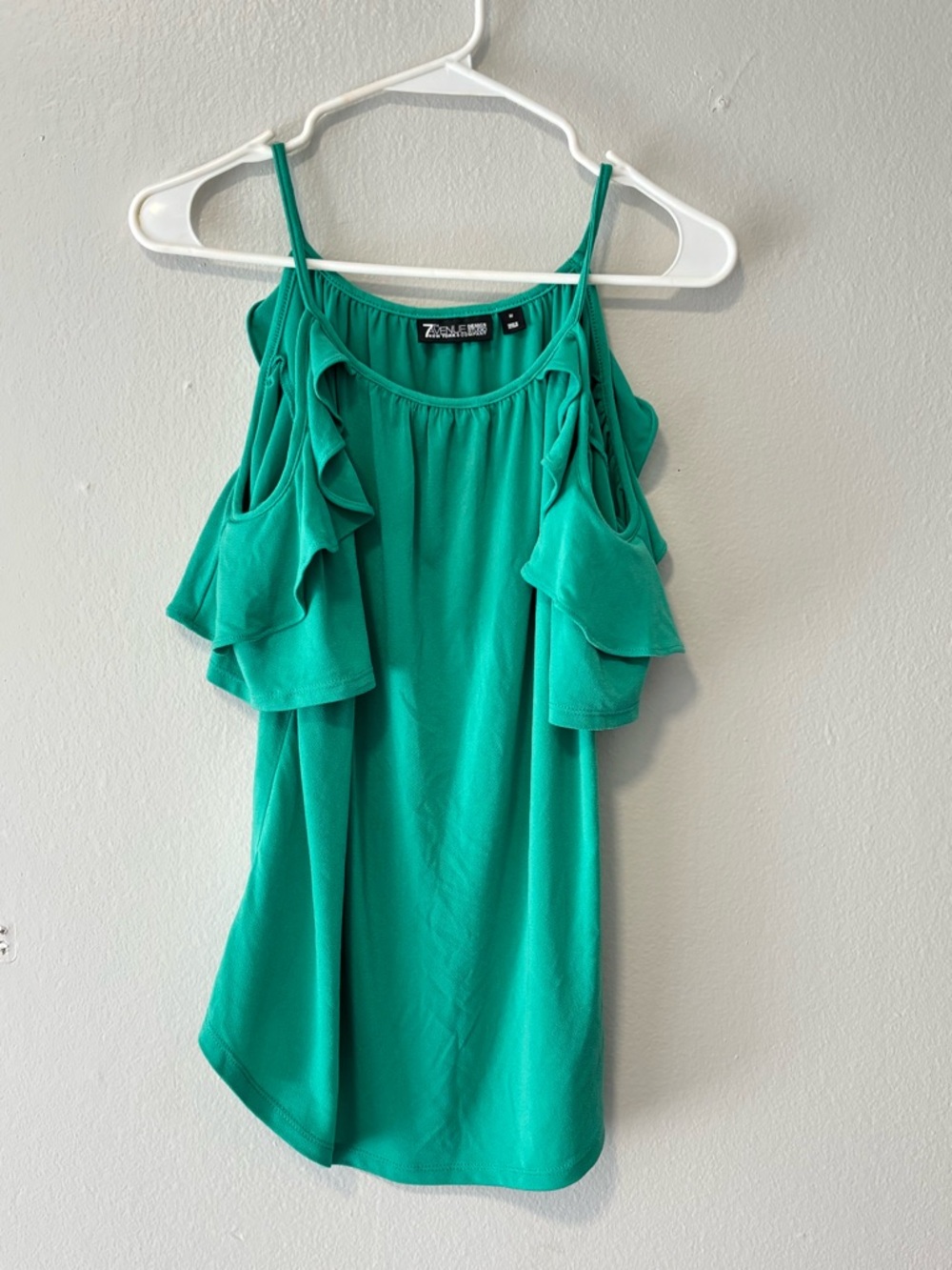 Zac & Rachel Teal Ruffle Cold-Shoulder Camisole